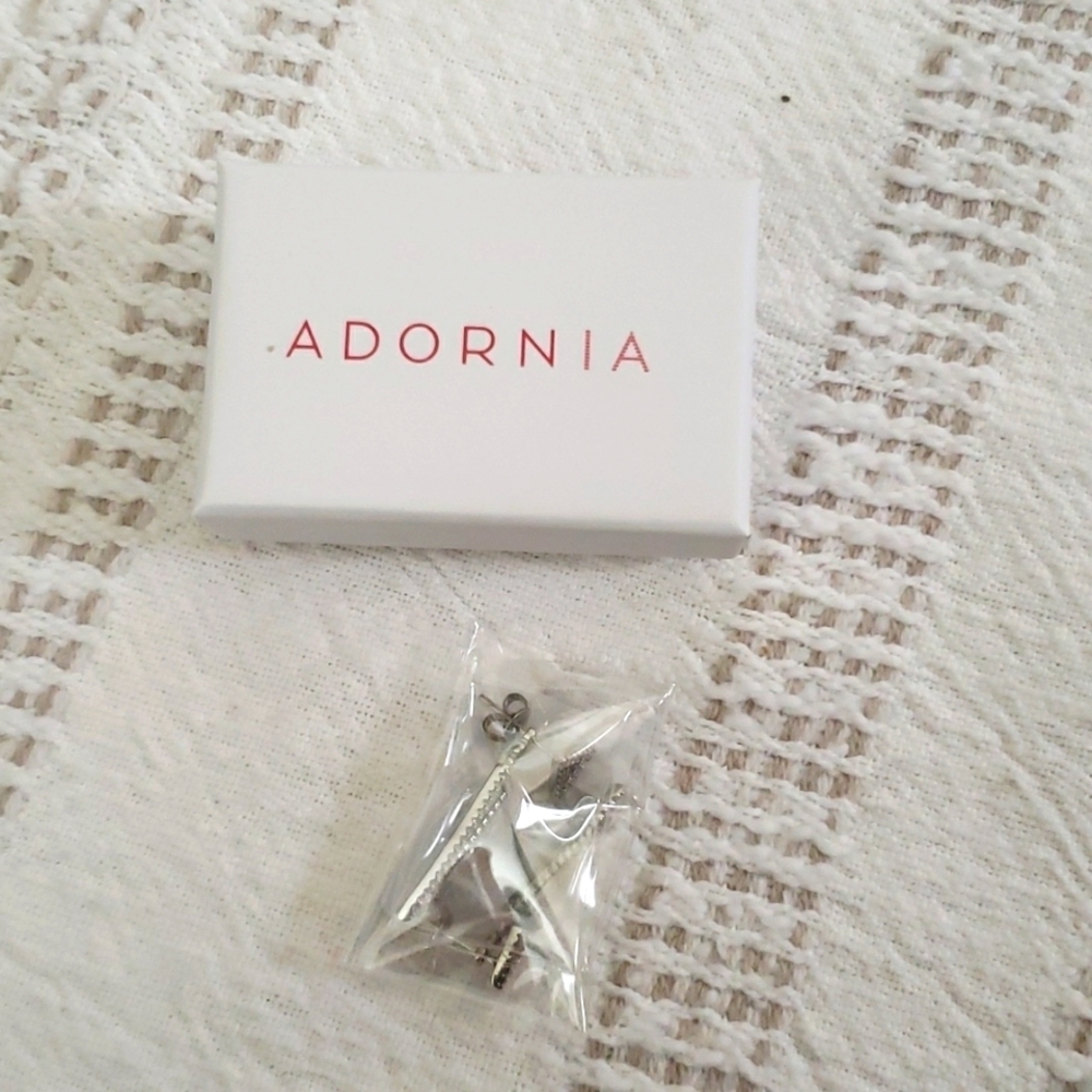 Adornia sterling silver and CZ earrings, triangle, evening, date, valentines day